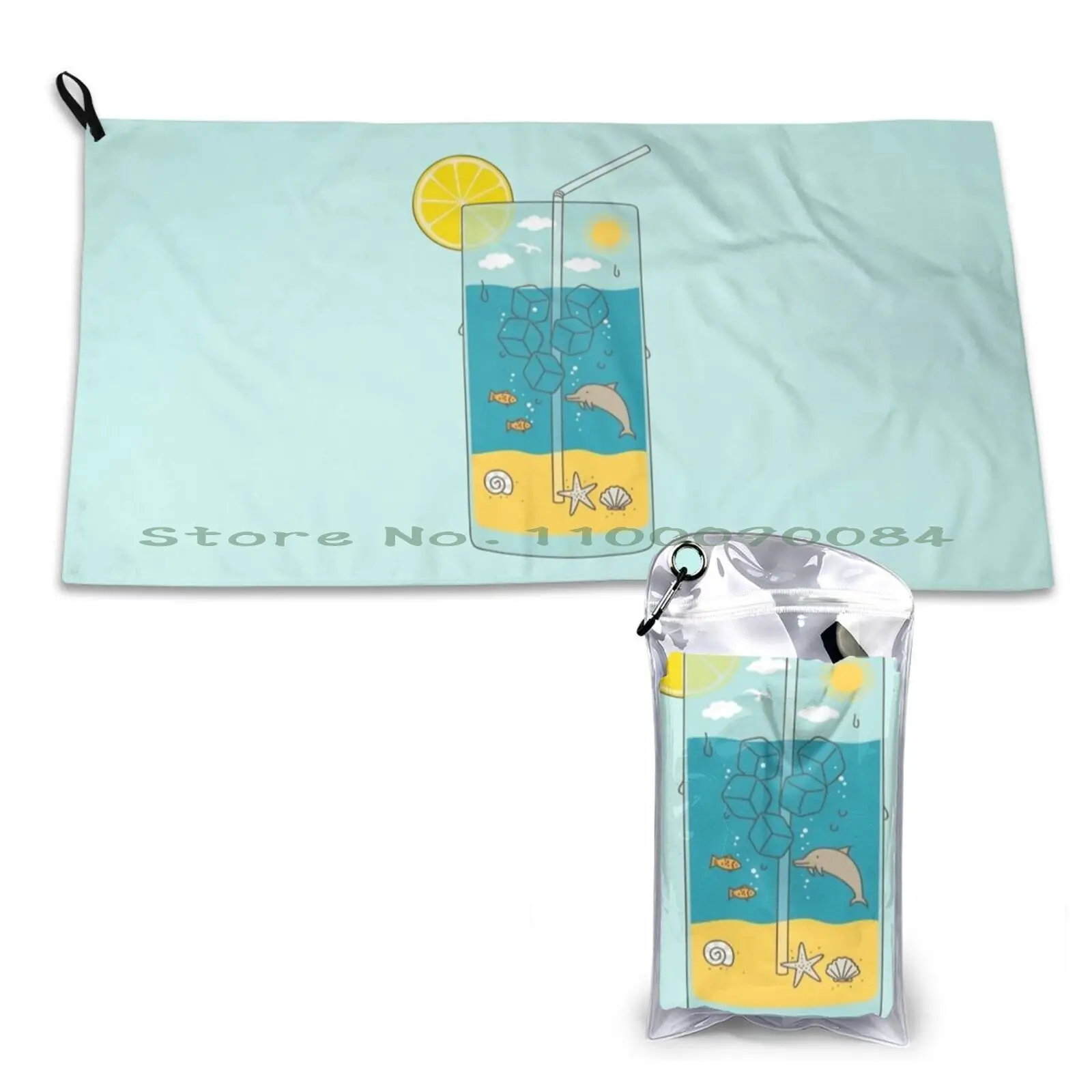 Gym Sports Bath Portable Summer Drink Sun Sea Shells Beach Fish Dolphine Cool Sand Rbstaycay