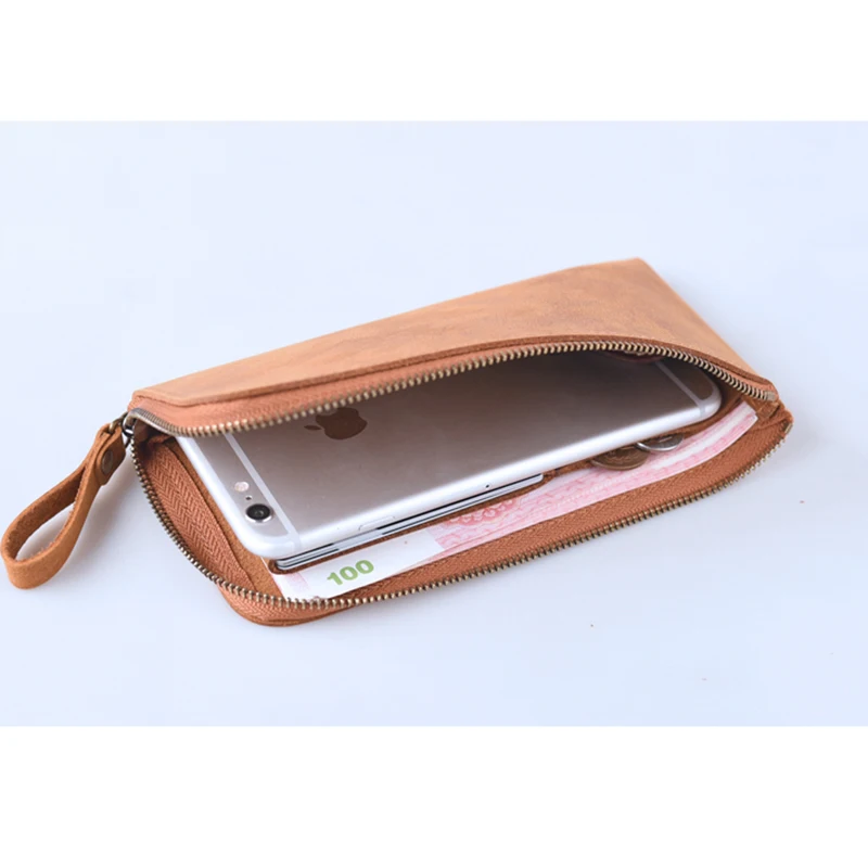 Кошелек мужской из натуральной воловьей кожи длинный клатч на молнии в стиле