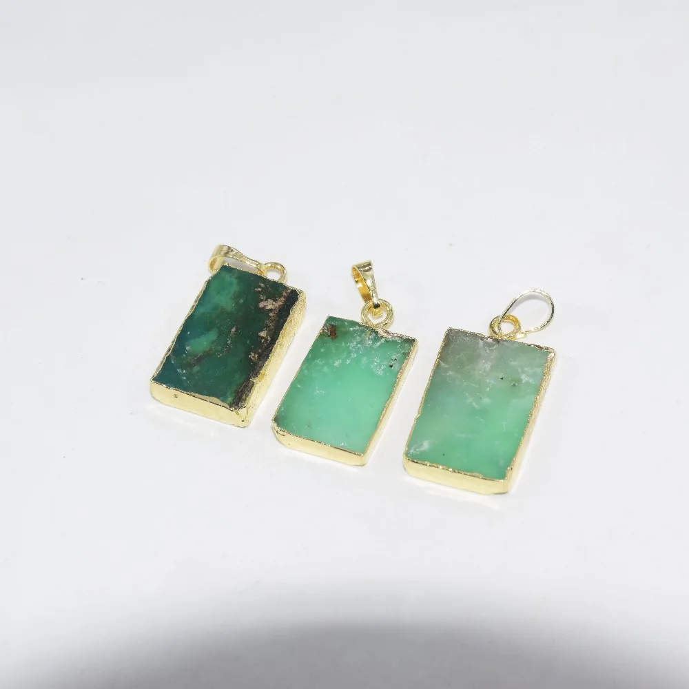 Позолоченный зеленый хризопразный камень подвеска шармы изготовление ювелирных