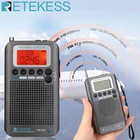 retekess tr105 portable radio aircraft full band radio fmamswcbairvhf receiver world band with lcd display alarm clock