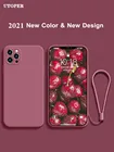Квадратный силиконовый чехол UTOPER для iPhone 11 12 Pro Max Mini, чехол с полной защитой для iPhone XS MAX XR X 7 8 PLUS, чехол со шнурком
