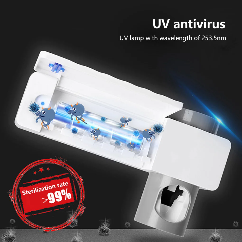 

UV Toothbrush Toothpaste Holder with UV Light Cleaning Function Automatic Toothpaste Squeezer