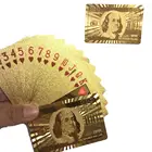 Евро долларов США стиль водонепроницаемые пластиковые игральные карты Золотая фольга покер Золотая покерная карта 24K покерные настольные игры