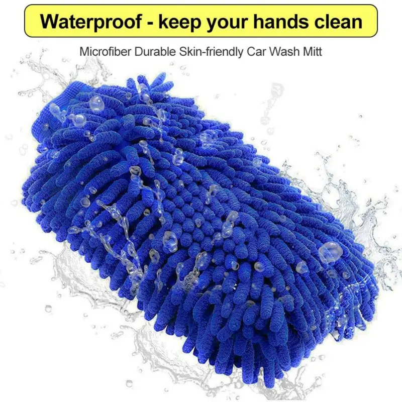 

2 Packs Car Wash Gloves 12 X 9 Inch Large Cleaning Tool Kit-high Quality Chenille Microfiber Winter Waterproof Cleaning