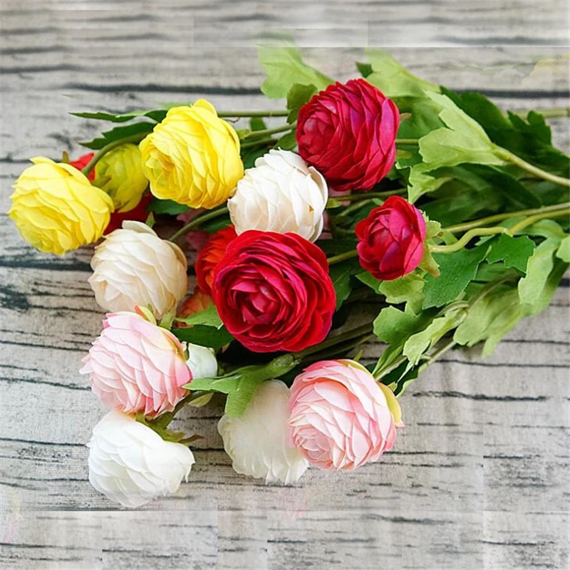 12 шт. искусственные лютики Азиатский пионы цветы шелк Флорес Флер искусственное