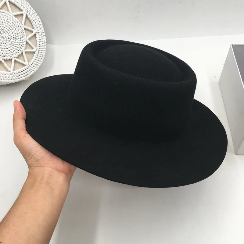 Шляпа fedoras в британском стиле Панама из шерсти черного цвета