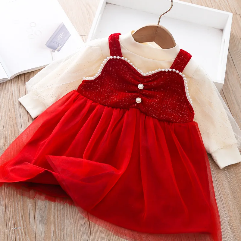 

Children's Clothes Baby Girls Winter Sweet Velvet Dress Baby Brim Thick Princess Dress 2pcs Sets Kids