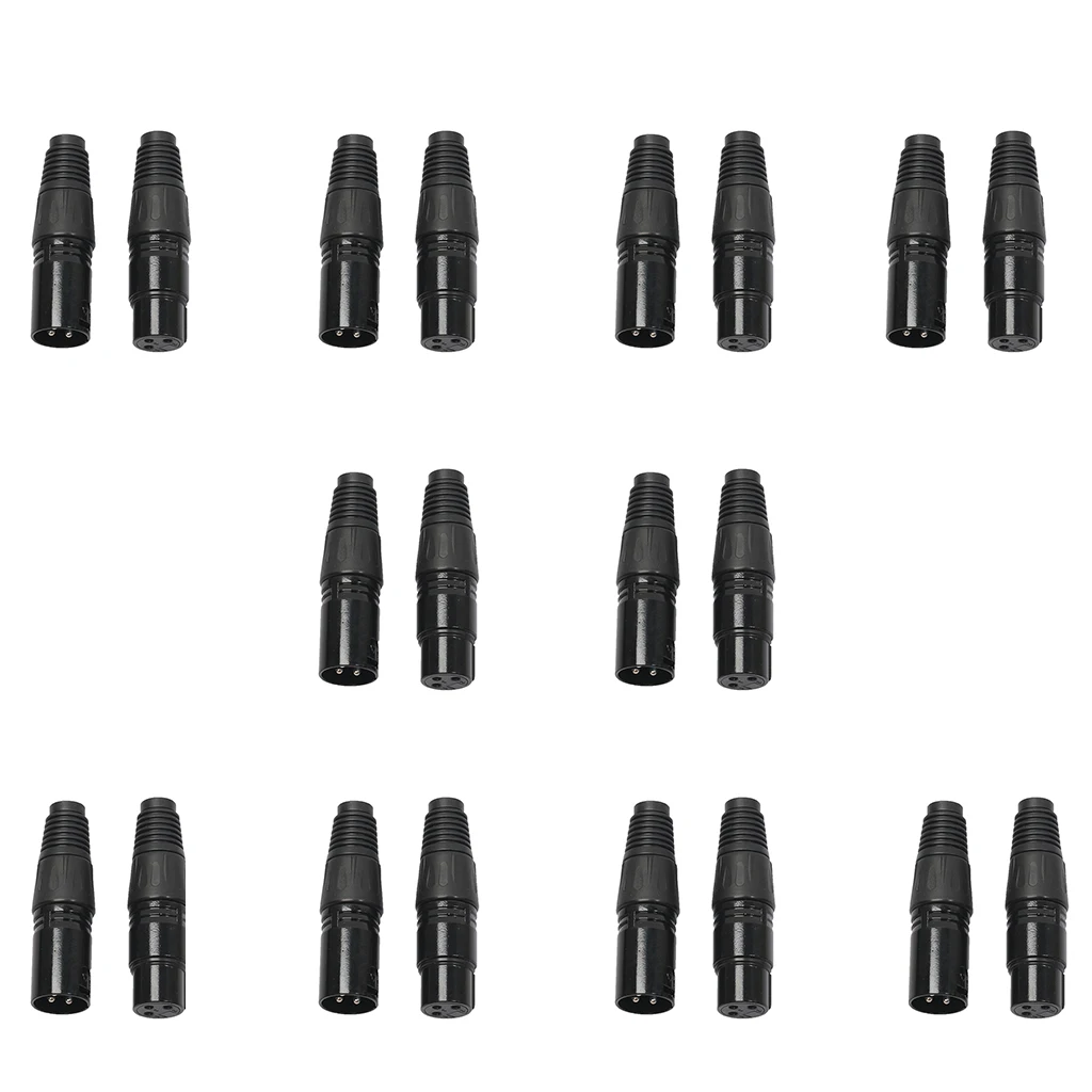 10 Pairs 3 Pin XLR Connectors Male And Female Microphone Mic Cable Plug | Спорт и развлечения