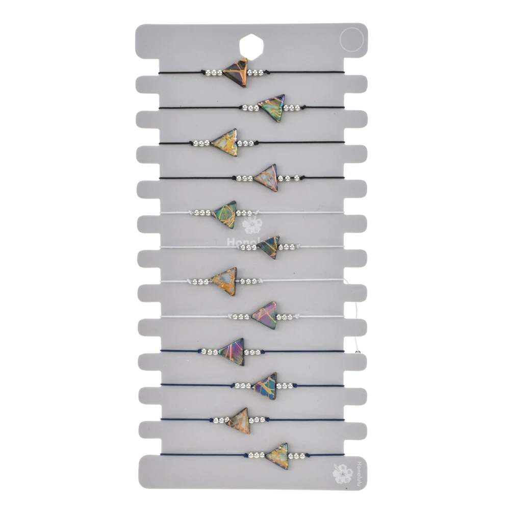 12 pcs/set Hematite Stone Hamsa Hand Charm Bracelets Women Adjustable Rope Triangle Braided Bracelet Wristband Jewelry Fashion | Украшения