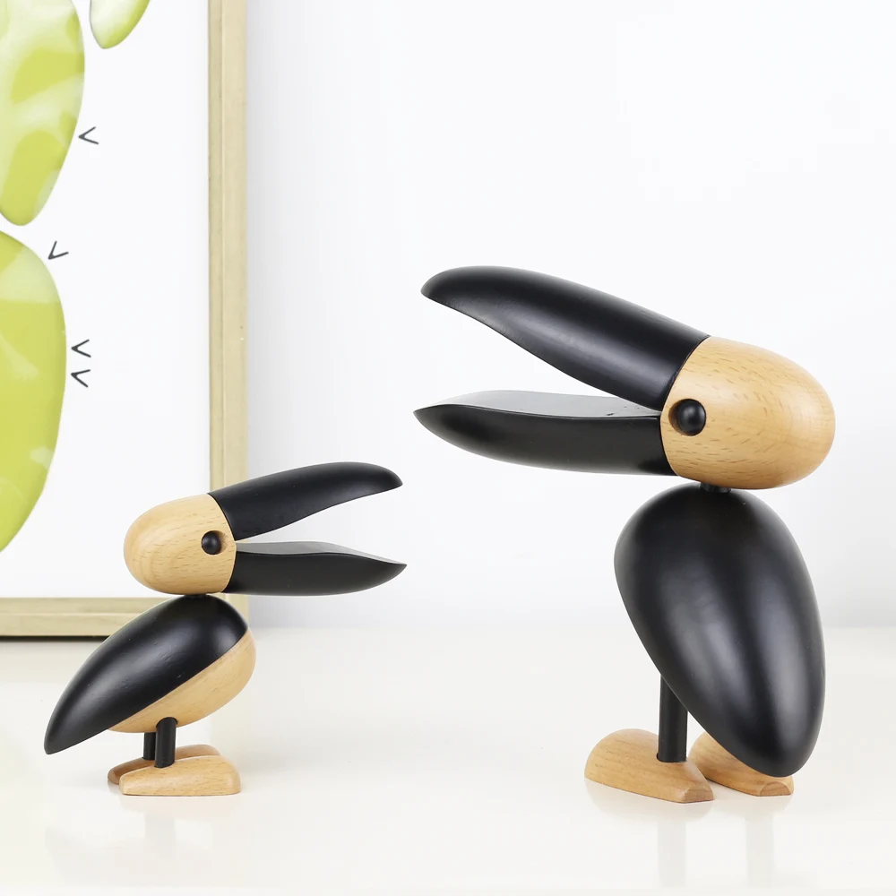 Новое поступление высокое качество бук дерево большой рот птица фигурка милые