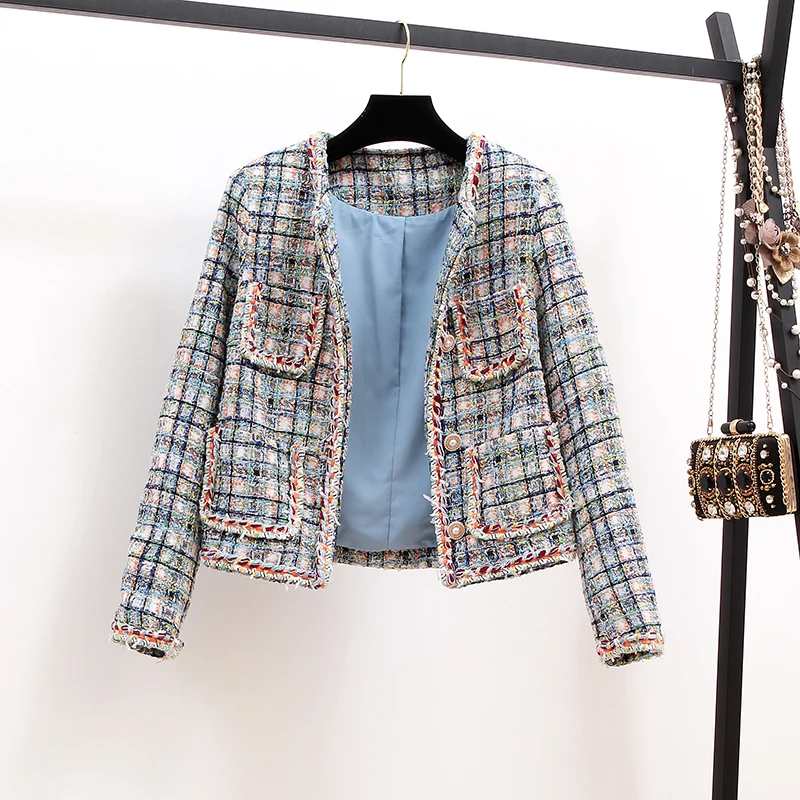 Модный Роскошный твидовый комплект 2019 осенне зимний элегантный женский с синим