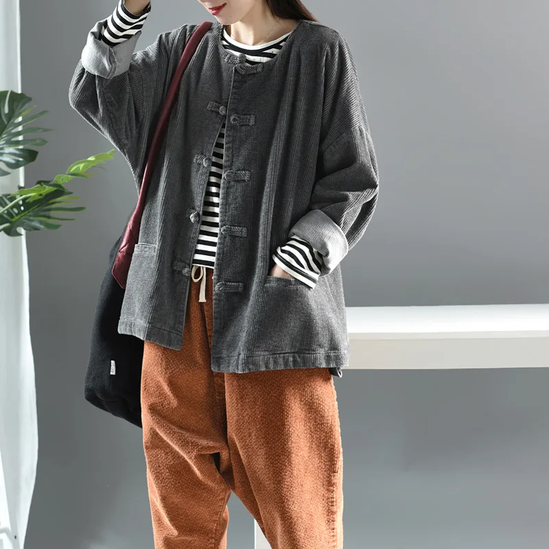 Женская свободная Вельветовая куртка осенняя зимняя теплая парка Женский