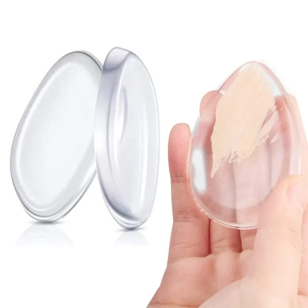 

2 PCS Makeup Cosmetic Puff Jelly Silicone Gel Sponge for Liquid Primer Foundation BB Cream Contour or Concealer Make Up Tools