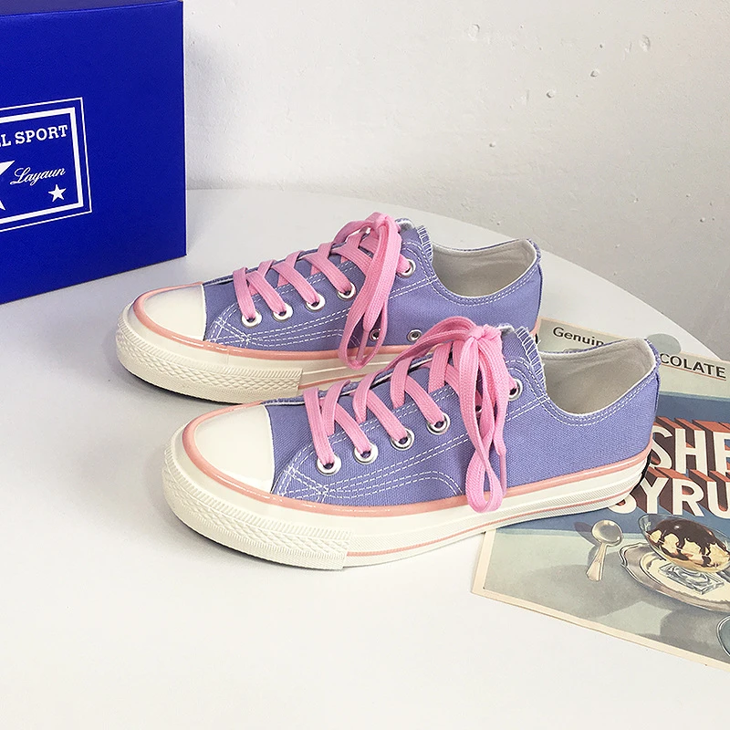 

Low Cut Spring Shoes For Women Student Casual Canvas Shoes Flat Comfortable Soft Sneakers Vulcanize Shoes Woman Designer New 40