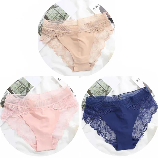 NK01-3PCS Женские трусы больших размеров Женские трусики Комфорт Белье Кружевное белье Трусы Ice Silk выдалбливают сексуальное женское белье calcinha - Цвет: NK01-3PCS