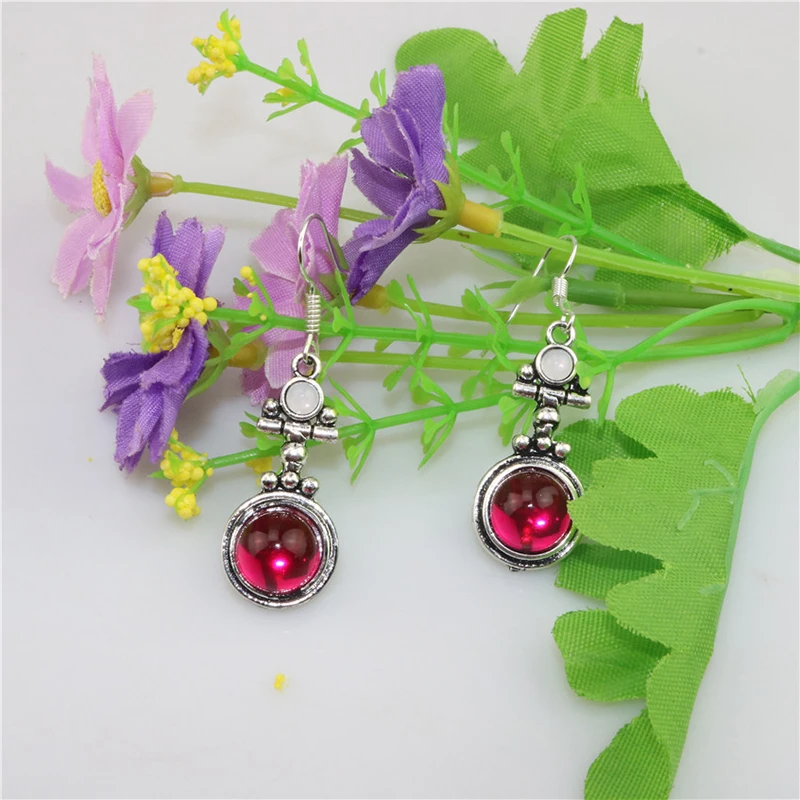 

Moonstone Antique Geometry Drop Earrings For Women Boho Round Female Zircon Wedding Jewelry