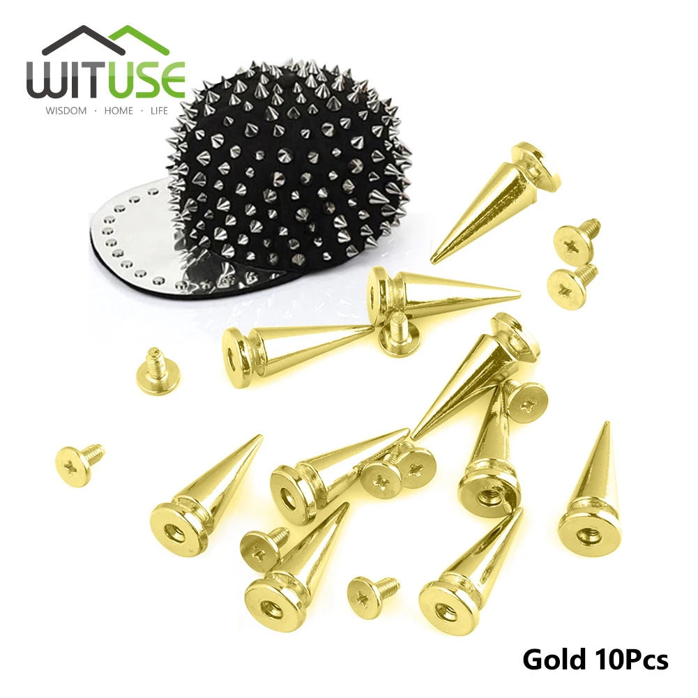

10Pcs 26mm DIY Craft Trendy Golden Metal Bullet Spikes Studs Rivets Clothing Cone Screwback Spots Punk Spikes Leather/Bag/Shoes