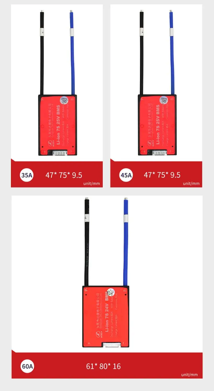 Защитная плата для литий ионных аккумуляторов 7S 24 В С балансом 60 А BMS Lipo 15 20 30 40 50 3 7