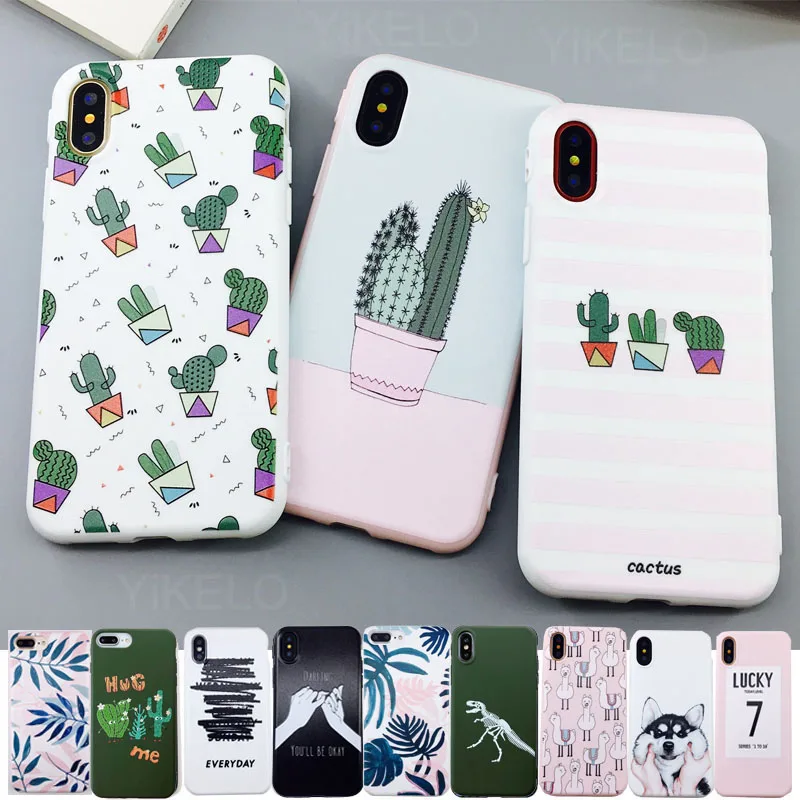 Чехол для телефона с изображением листьев карамельного цвета для iPhone 11 Pro X 6 6s 7 8 Plus XR XS Max кактус растения Модный мягкий резиновый, силиконовый, из термопластичного полиуретана, чехол для Fundas Coque для