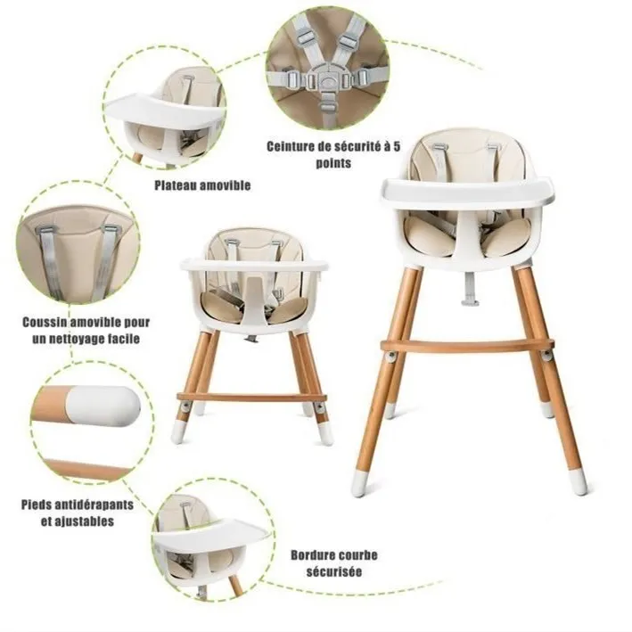 Детское нескользящее деревянное обеденное кресло стул для чтения