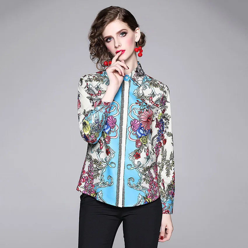 Рубашка женская с длинным рукавом офисная винтажная 2019|Блузки| |