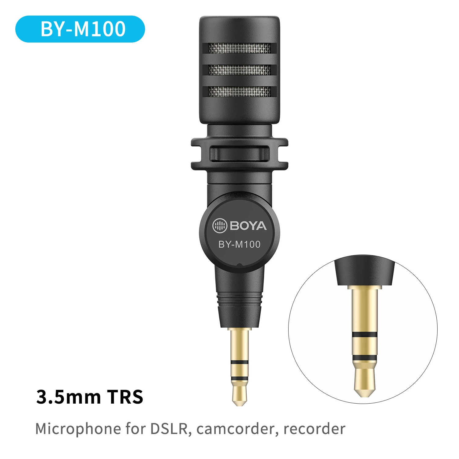 

BOYA BY-M100 Omnidirectional 3.5mm TRS Microphone for Canon Nikon Sony DSLR Camera Camcorder Audio Recorder Video Recording Mic