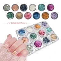 supwee 12 color nail gel accessories irregular shell holographic nail paillette 3d nail art decorations for manicure tool diy