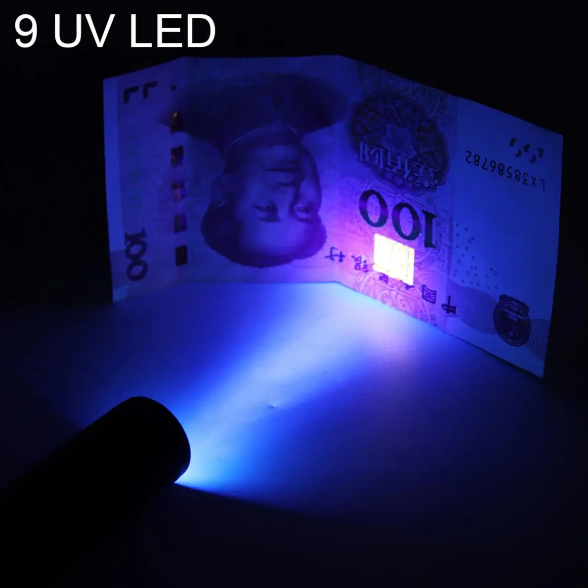 

395nm 9/12 LED UV Multi-function Flashlight Support 3 x AAA Batteries Torch for Fluorescent Agent Detection / Money Detector