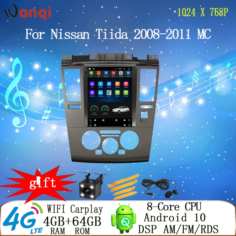 

9,7 дюймов Tesla Android10.0 DVD Автомобильное видео Радио Navi мультимедийный плеер для Nissan Tiida 2008-2011 MC GPS Carplay вертикальный экран