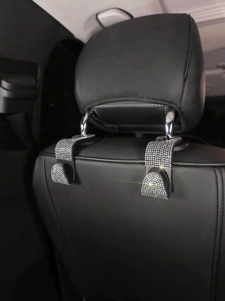 Bling автомобиля крючки спинки сиденья Леопард Стразы Подголовник вешалка