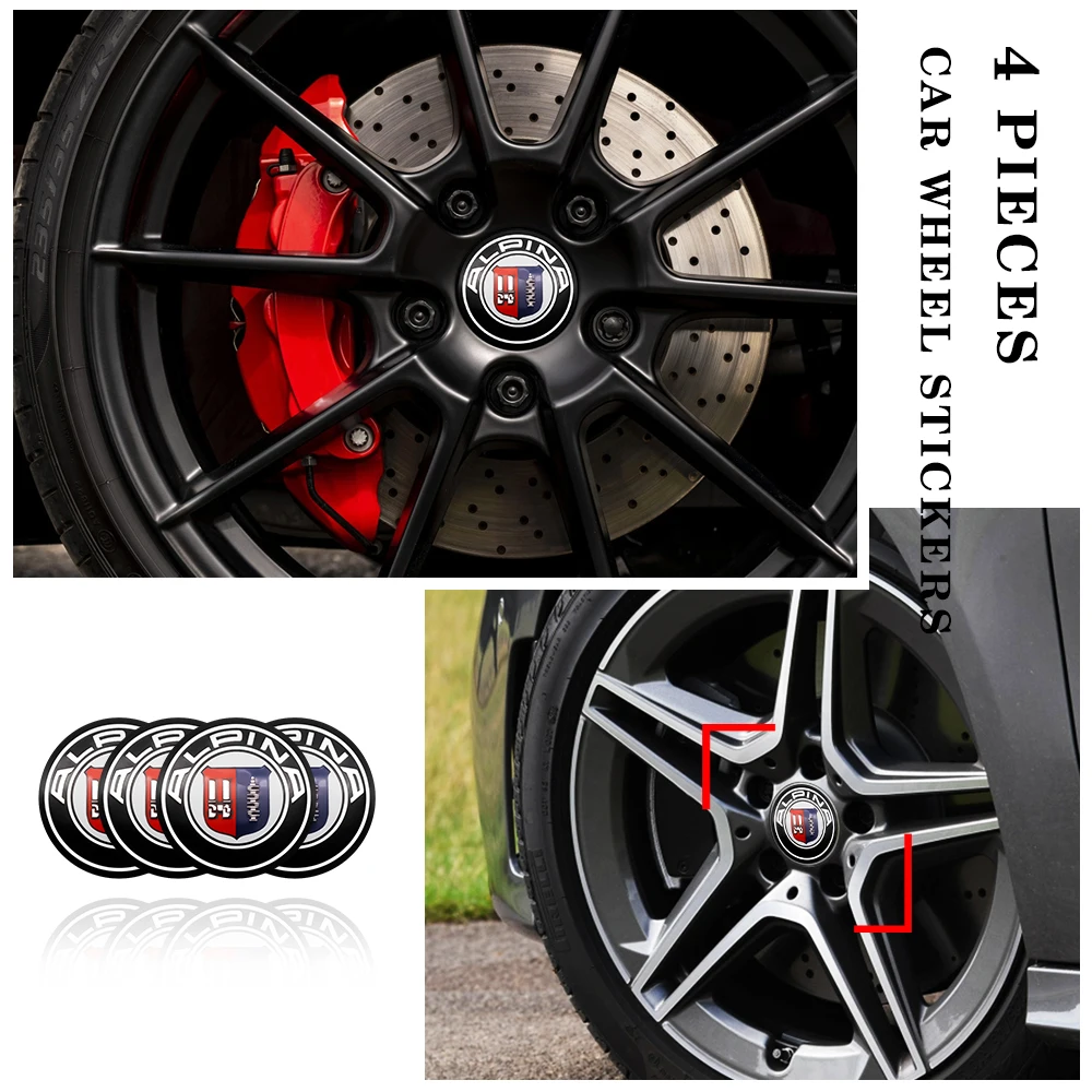 

4Pcs/set Car Wheel Center Hub Cap Stickers Decals Car 56mm for BMW ALPINA Logo E46 E39 E90 E60 E36 F30 X5 E53 F10 Accessories