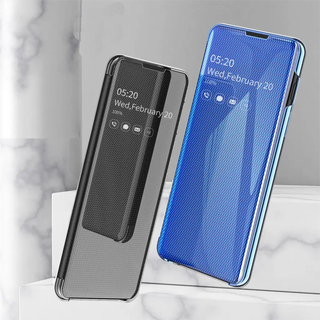 Прозрачный зеркальный кожаный чехол-книжка для Xiaomi redmi note 7 роскошный модный