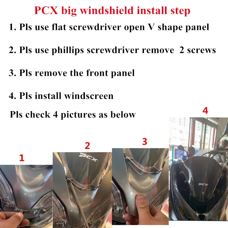 Модифицированный мотоцикл PCX pc ветровое стекло ветер экран Обтекатели для honda pcx 125 150