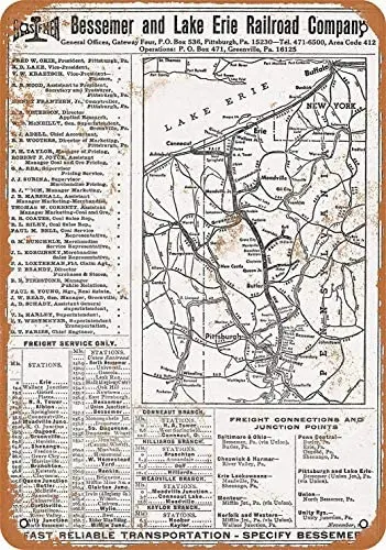 

8 x 12 Metal Sign - Bessemer Lake Erie Railroad - Vintage Bar Wall Decorative