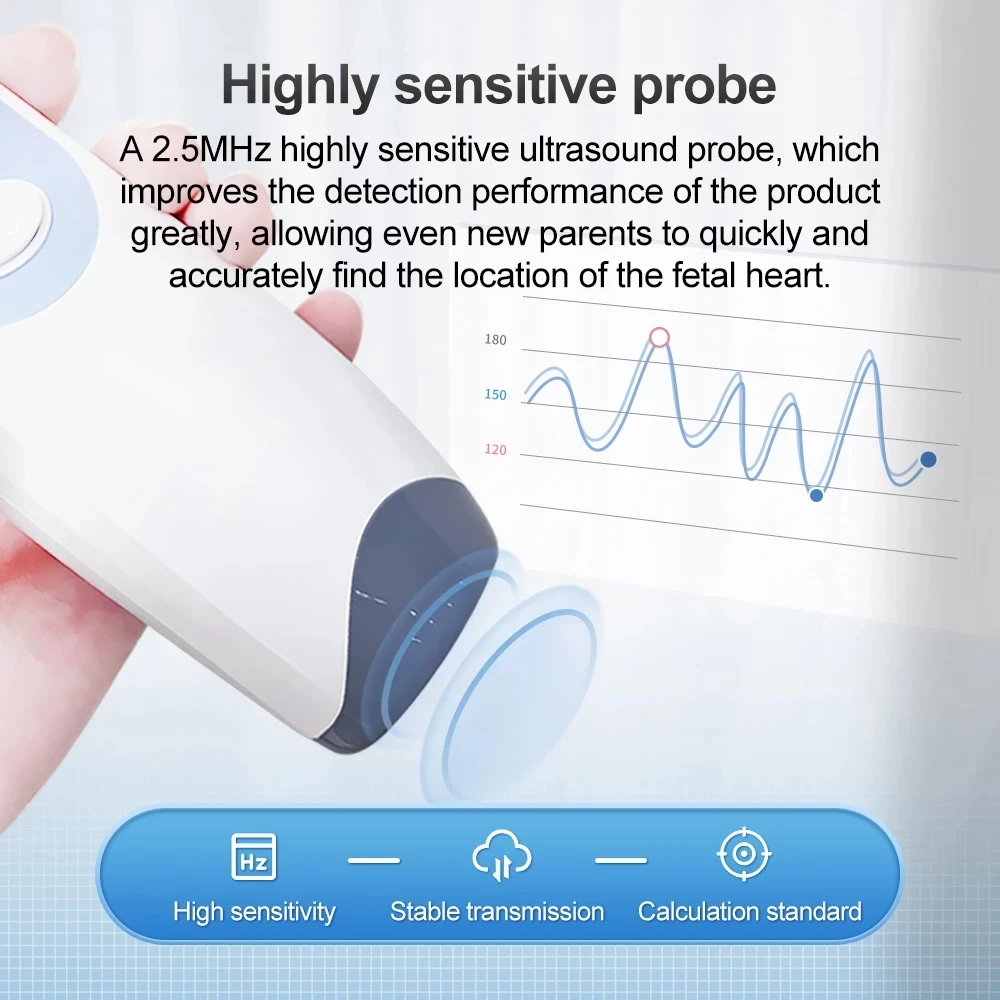Prenatal Doppler Fetal Baby Heart Rate Monitor Home Pregnancy Detector LCD Display No Radiation Women | Красота и здоровье