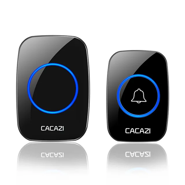 1 button 1 receiver CACAZI Кольцо Дверной звонок 2 беспроводной Deurbel Chime Alarma Водонепроницаемый 300 м Удаленный диапазон приемник 60 курантов 1 Кнопка 1 2 приемника - Цвет: 1 button 1 receiver