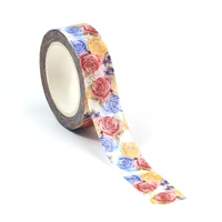 10pcslot 15mm10m new valentine colorful flowers decorative washi tape diy scrapbooking masking tape school office supply