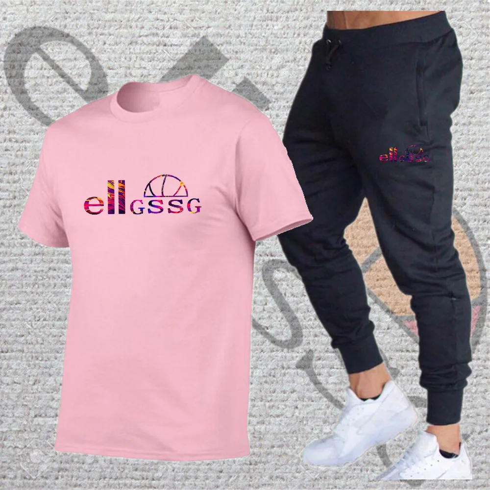 

Summer men's sportswear 2pcs fashion brand men's high-quality short-sleeved T-shirt 16 colors men's casual sports trousers