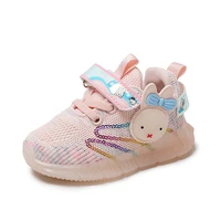 baby shoes sports autumn 2021 children mesh shoes cute rabbit sneakers with light soft bottom breathable flash girl first walker