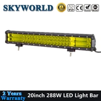 yellow 20inch led light bar offroad 7d tri row 288w led bar 4x4 suv atv fog light for truck uaz pickup van trailer boat driving