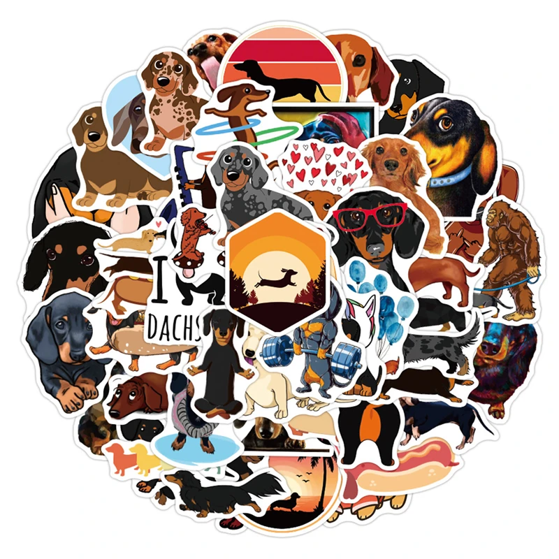

10/30/50/100Pcs Dachshund Dog Stickers cute Anime Sticker Laptop Pvc Waterproof Cartoon Graffiti Decals Kids Classic Toys Gifts