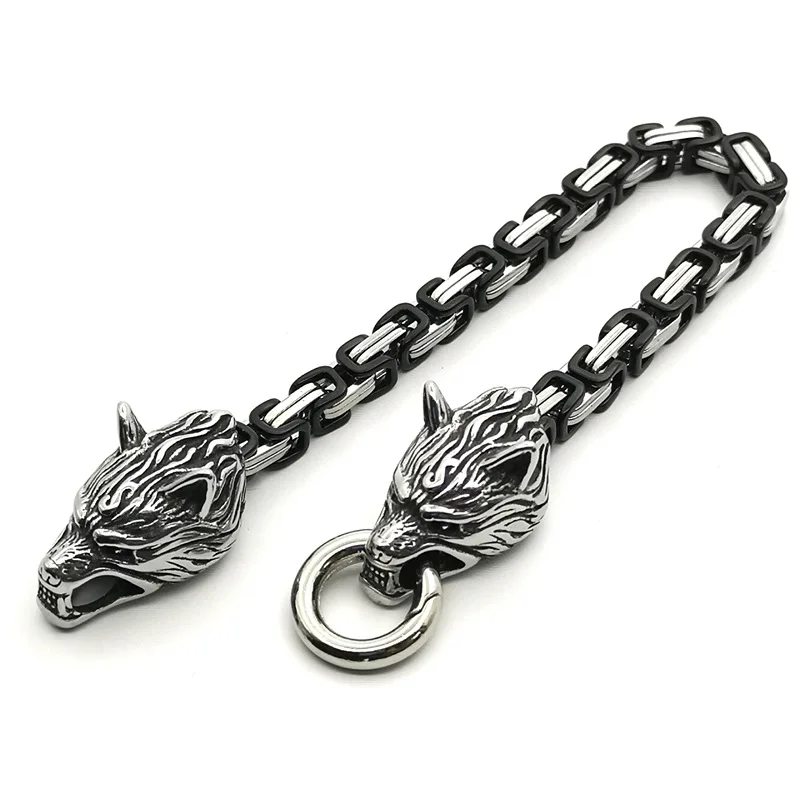 Мужской браслет-цепочка из нержавеющей стали с головой волка модные аксессуары