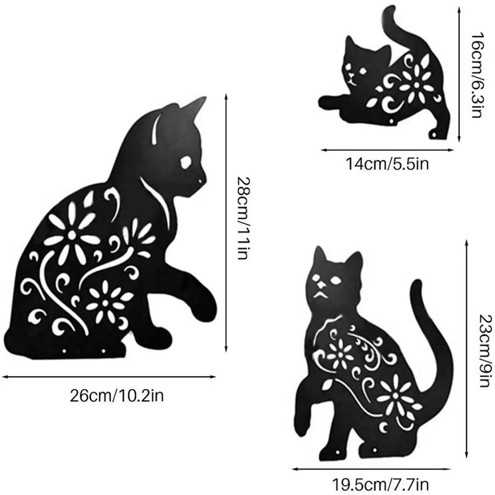 

Metal Cats Decoration Cute Standing Silhouette Stake for Home Garden Yard