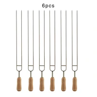 6pcs stainless steel u shaped barbecue brazing fork needle barbecue grilling skewers metal skewer double prongs bbq tools 4w