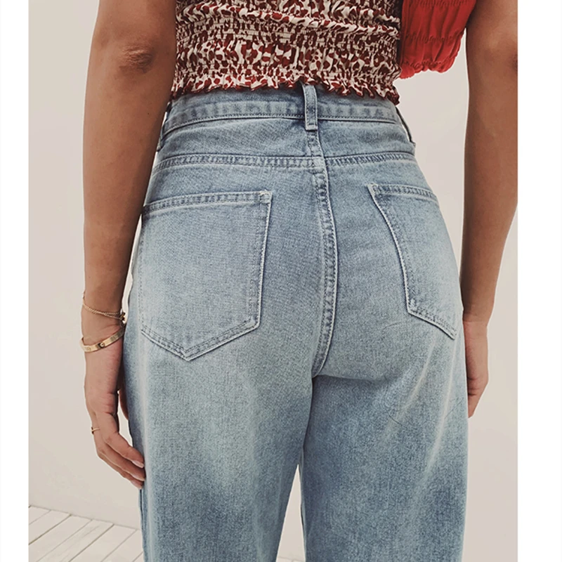 

Boyfriend Jeans for Women High Waist Baggy Straight Retro Washed Plus Size Mom Denim Pants Blue Cotton 2020 Fashion New