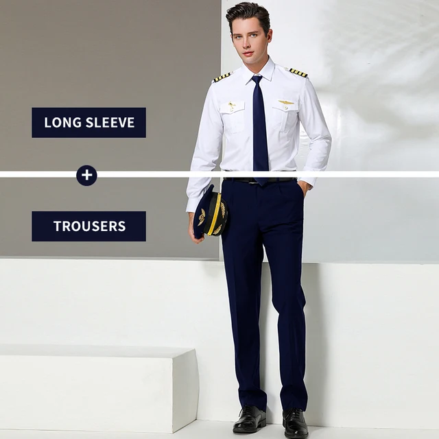 Pilot flight attendant white shirt male 