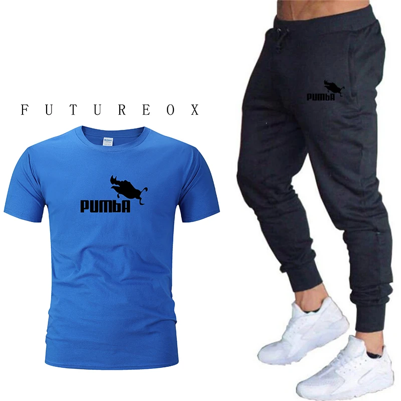 

Men's Cotton T-shirt Sports Casual Top Pants 2-piece Set Summer Round Neck Men's Casual T-shirt S-2XL Fashion Loose T-shirt