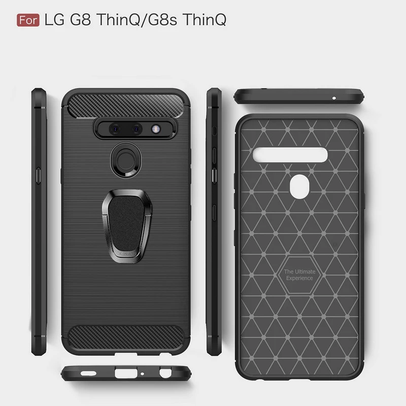 Для LG Q7 Q6 V30 плюс G6 Pro W10 30 Q7 K8 K10 Stylo 5 K40 V40 V50 G8 G8s ThinQ Q Stylus Plus с кольцом-держателем из углеродного волокна Чехол