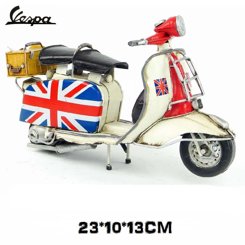 Vespa мини металлический мотоцикл модель ручной работы зеленый красный цвет