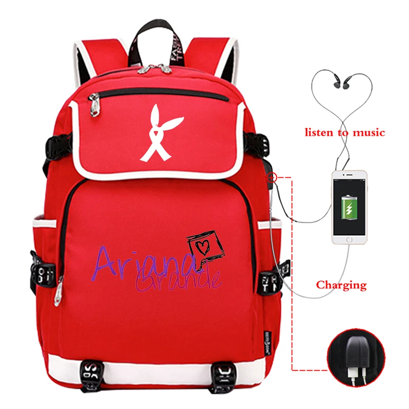Canvas Backpack 14 Ариана Гранде школьный рюкзак модные мужские рюкзаки Банг Чан Феликс вуцзинь Миньо путешествия ноутбук рюкзак usb зарядка ранец - Цвет: Canvas Backpack 14